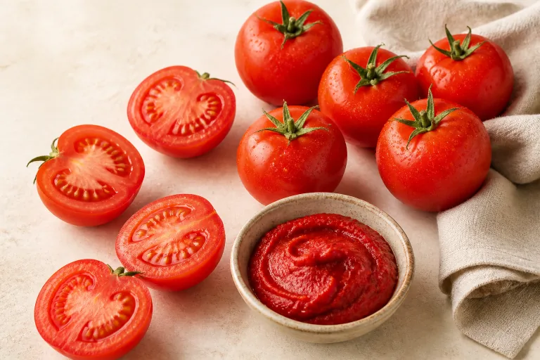 Editorial image showing tomato paste fresh cooked.